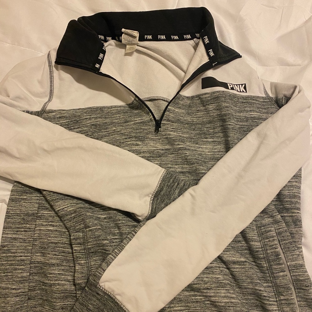 Grey and White Victoria’s Secret Quarter zip